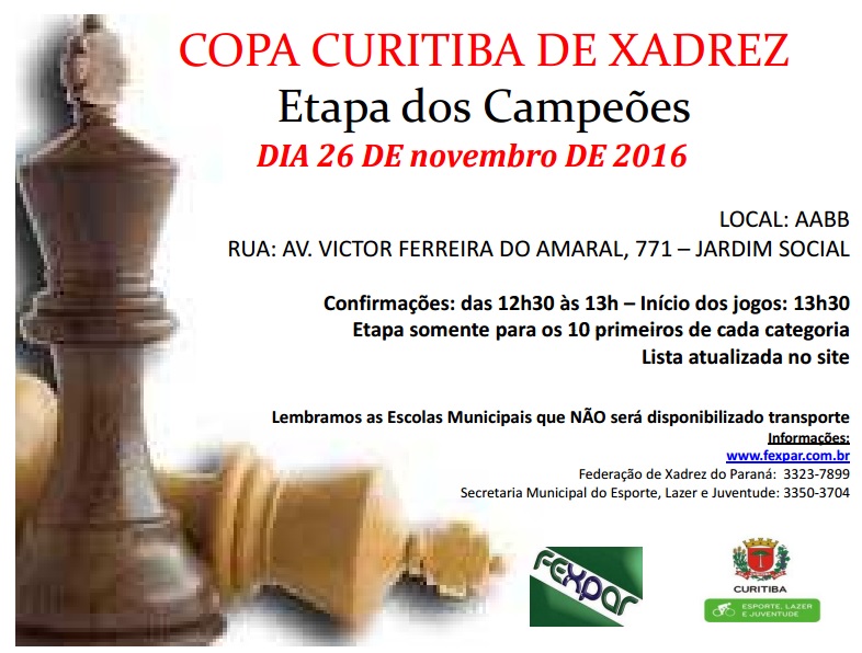 COPA PARANÁ DE XADREZ FEMININO - FEXPAR - Federação de Xadrez do Paraná