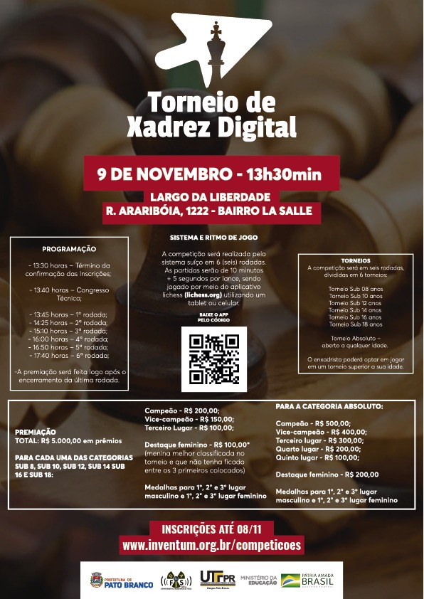 Inscrições abertas para o 1° Torneio de Xadrez e Damas Festimar - Festimar