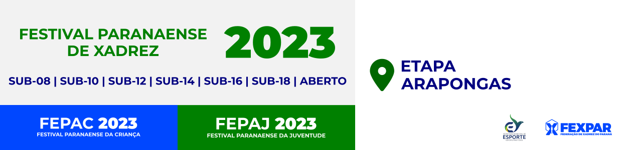 Festival Paranaense de Xadrez 2023 - Etapa Arapongas - Resultados - FEXPAR  - Federação de Xadrez do Paraná
