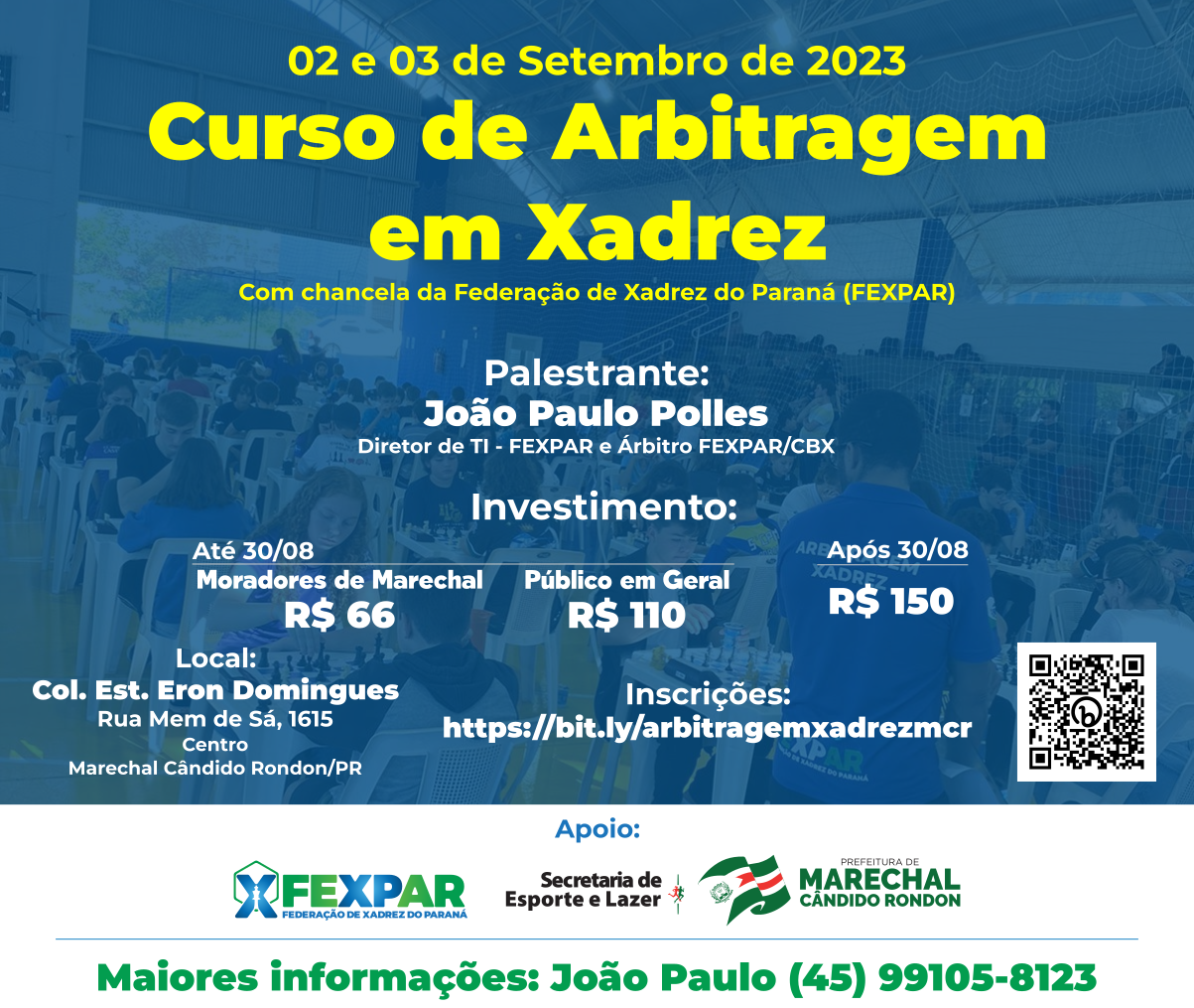 Curso de Arbitragem em Xadrez em Marechal Cândido Rondon - FEXPAR -  Federação de Xadrez do Paraná